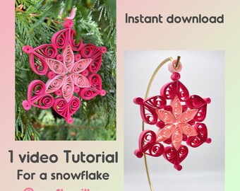 DIY paper quilling Christmas tree snowflake, quilling video tutorial, decorations