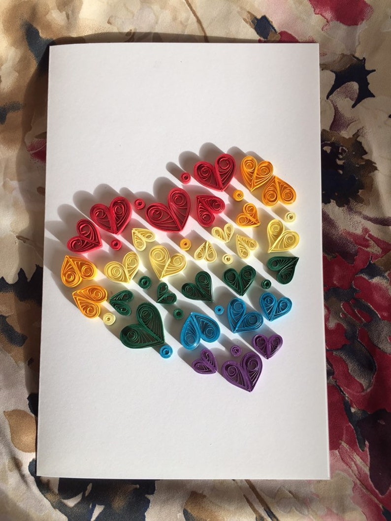 Quilled Rainbow Heart Love Card valentines Day Etsy