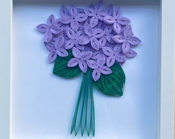 Framed Quilling purple hydrangeas bouquet ,Mother's day gift,mom's birthday,Bridle shower,anniversary,wedding, graduation bouquet