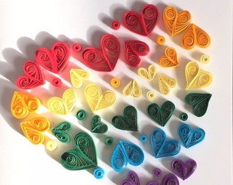 Rainbow Quilled heart Love Card ,Valentines Day card,Mother's Day