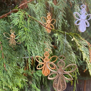 Angel Ornaments, Paper Quilling Christmas Tree Decorations Aqua silver
