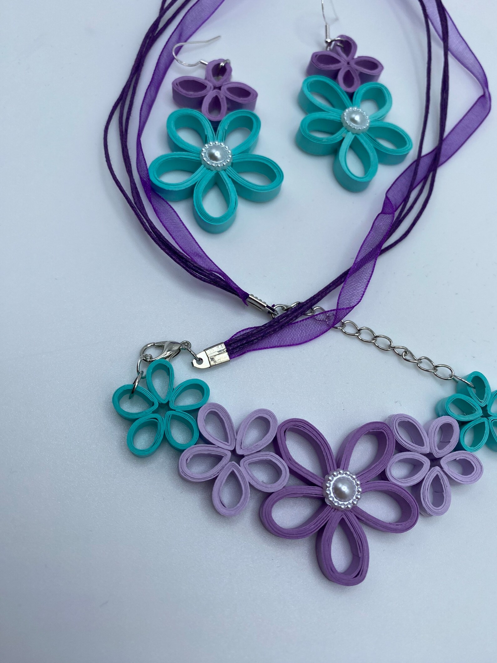 Paper Quilling Necklace and Earrings Set Jewelry Floral Etsy