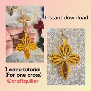 Decorazione natalizia a forma di croce in carta quilling fai da te, tutorial scaricabile subito