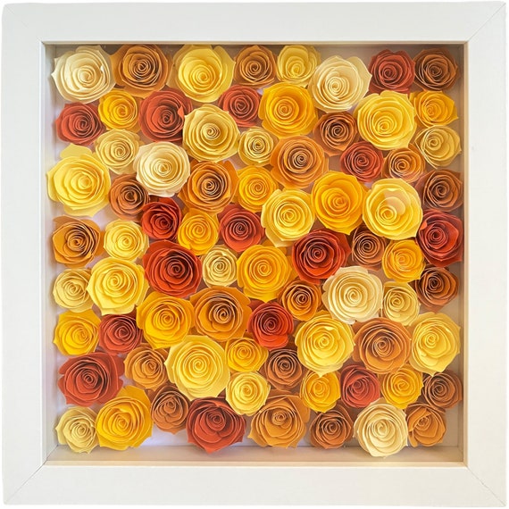 Framed Quilling 3d Yellow-orange Roses Flowers Wall Art - Etsy