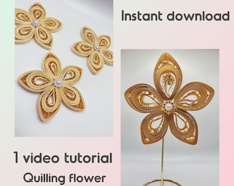 DIY paper quilling Flower ornament, Instant download tutorial