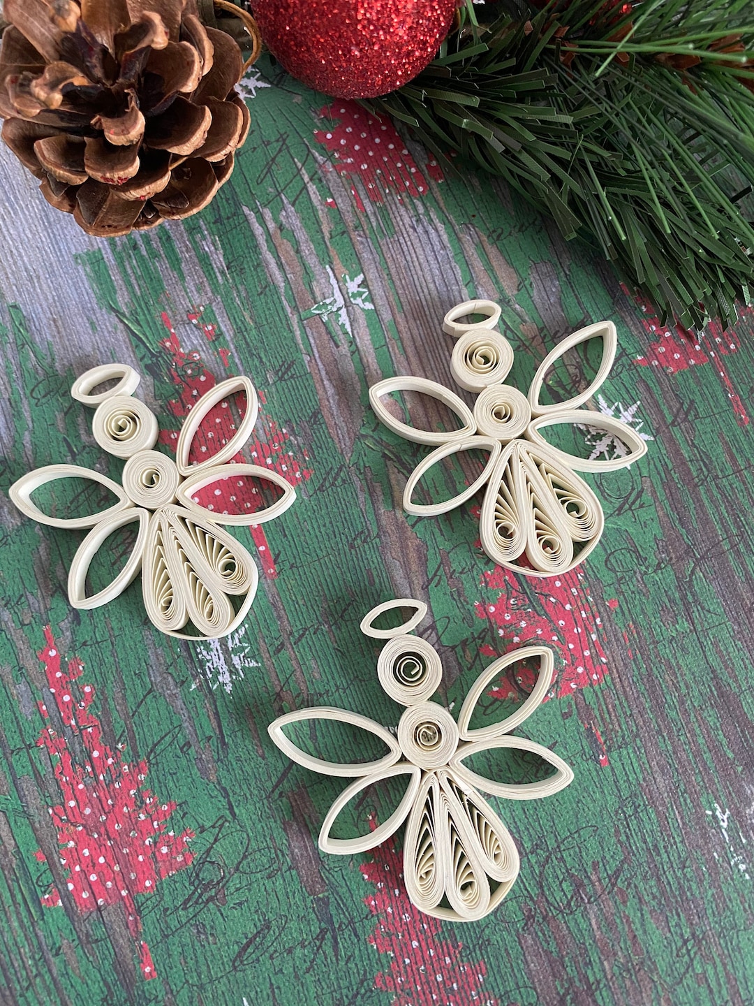 Angel Ornaments Quilling Christmas Tree , Paper Quilled White Angel ...