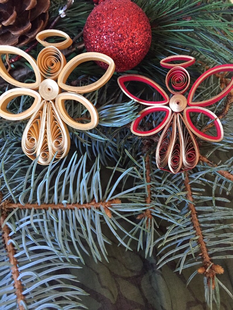 Quilling Christmas Tree Angel Ornaments Paper Quilled Aqua | Etsy