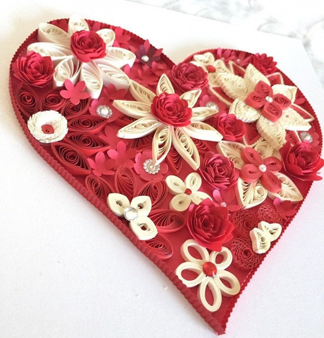 1st Anniversary Personalized Framed Quilling Red Heart Wall Etsy