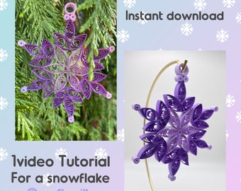 DIY paper quilling Christmas tree snowflake, quilling video tutorial, decorations