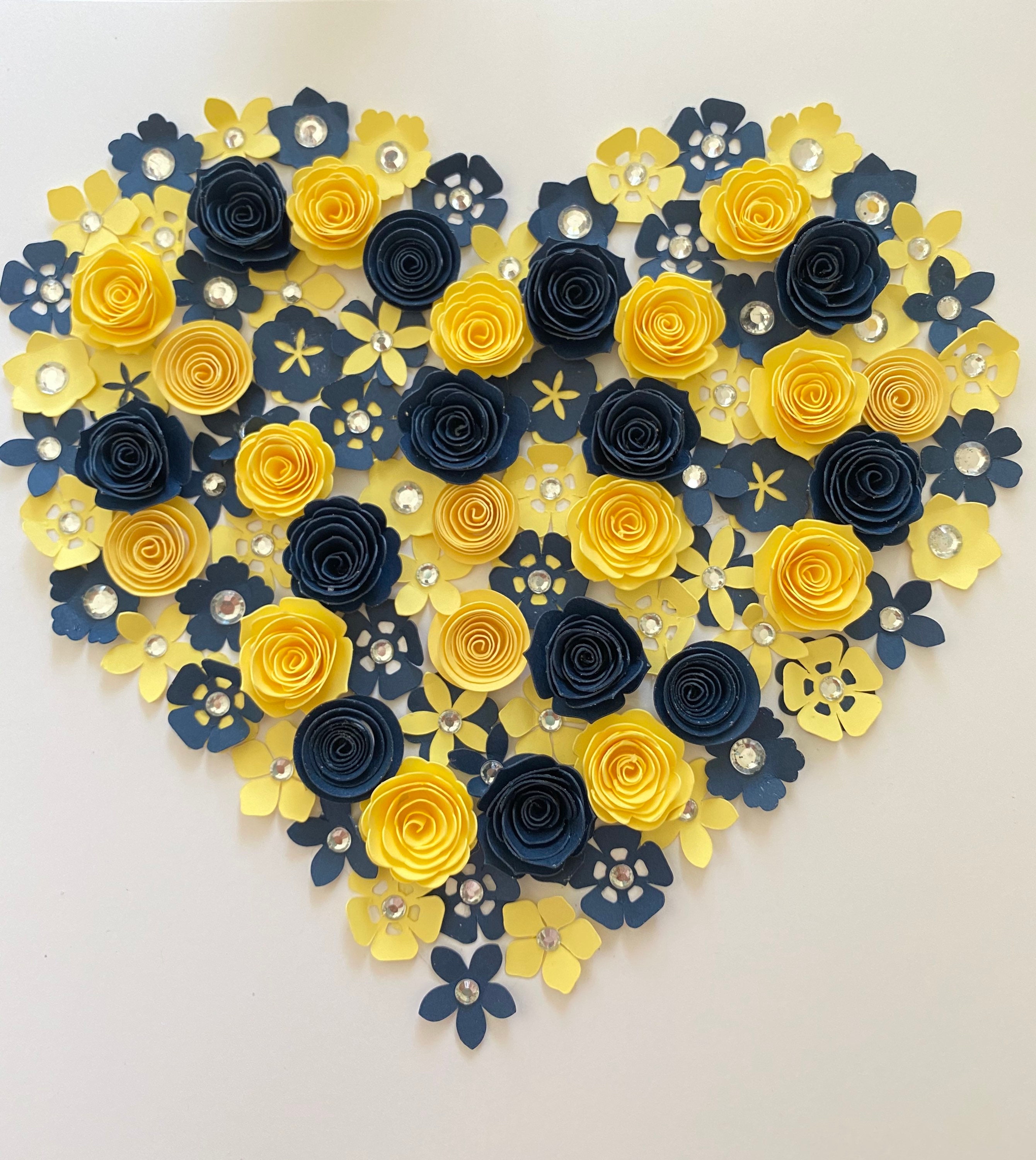 Personalized Framed Quilling 3d yellownavy heart wall art. Etsy