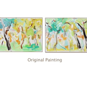 11x14&#39;&#39;Set of 2 abstract painting-green abstract,abstract tree art,tree painting,wall deco Artwork Contemporary art