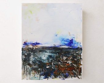 Original landscape painting ,Original abstract art, original navy art,Minimalist art,canvas art,deep blue abstract
