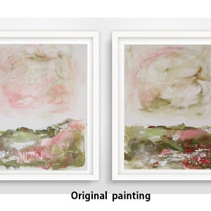12x16&#39;&#39;,olive green ,pink,original acrylic abstract painting,set of 2 painting, abstract painting,landscap,abstract landscap