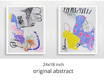 astratto Tecnica mista su carta, collage astratto, arte tecnica mista, arte astratta, astratto originale, arte moderna di metà secolo