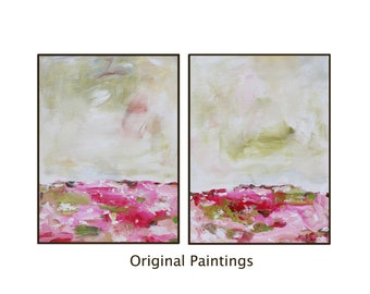 16x12''original acrylic abstract painting,set of 2 painting, abstract painting,landscap,abstract landscap