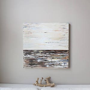 Ivory,brown abstract acrylic painting ,abstract art,landscape,monotone seascape,Modern Home Decor Wall Art,Contemporary art image 3