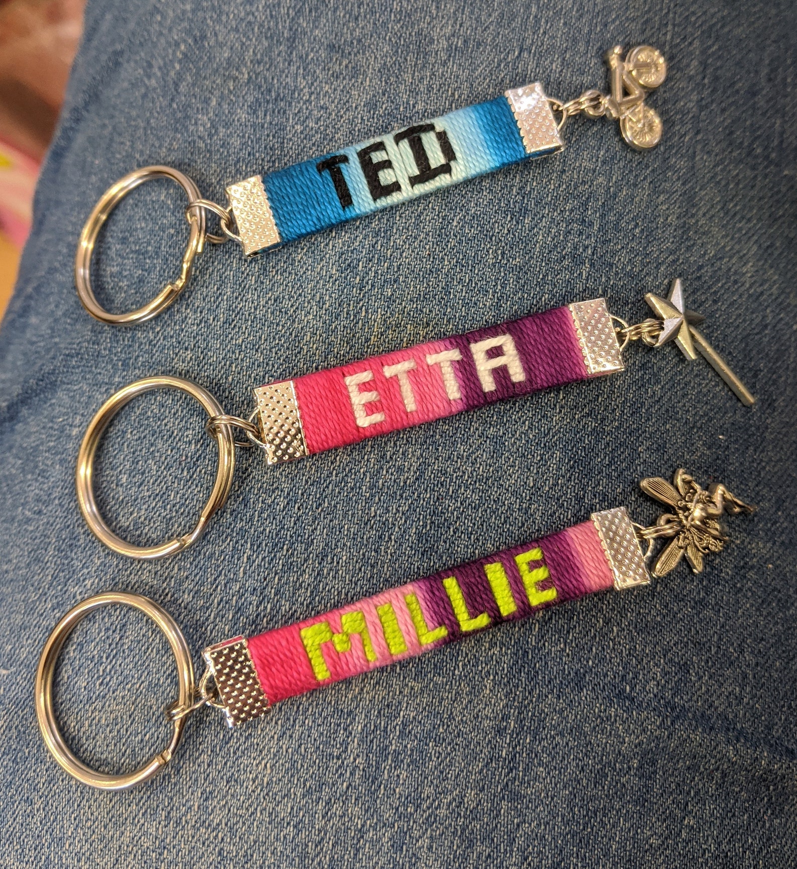 NAMED Keyring HAND WOVEN personalized Keychain Custom Name / Etsy