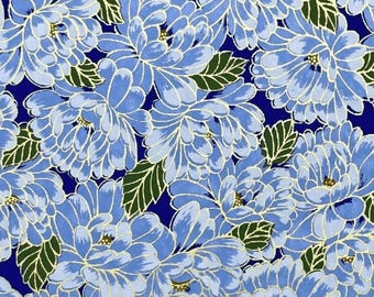 Papier japonais Yuzen Chiyogami Washi (Y0578) - Fleur saphir