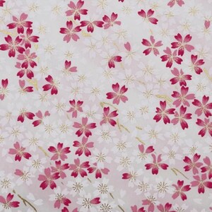 Japanese Yuzen Chiyogami Washi Paper Y1054 – Pink and White Sakura Blossoms
