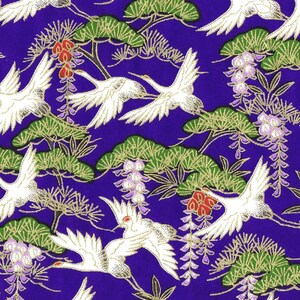 Japanese Yuzen Chiyogami Washi Paper Y0163 Cranes & Pine Elegance