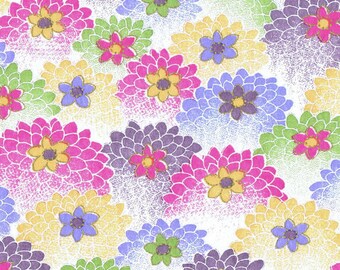 Japanese Yuzen Washi Paper - Colourful Flowers - Chiyogami Paper With Gold Accent for origami, craft & scrapbooking 15x15cm (6")