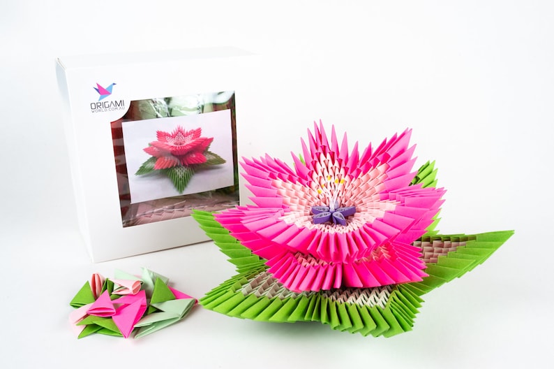 3D Origami Lotus Flower DIY Kit image 1