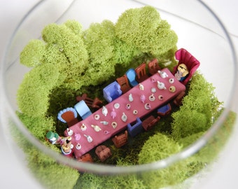 Disney Alice in Wonderland Mad Tea Party Polymer Clay Miniature Terrarium