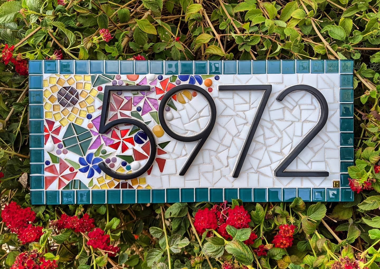 Floral Mosaic Address Sign House Numbers Flower Bright Colorful - Etsy