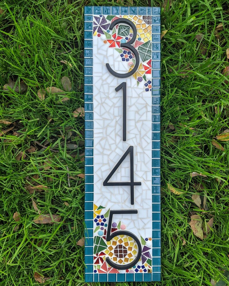 Floral Mosaic Address Sign Etsy