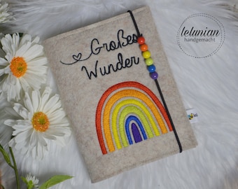Maternity Passport Cover Felt Rainbow Great Miracle Beige Colorful
