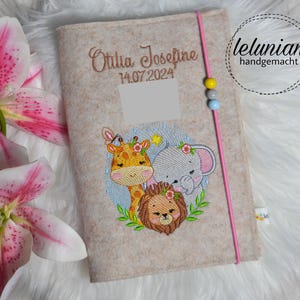 U-Heft Hülle Filz Safari Tiere Beige