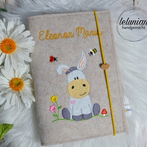 U-Heft Hülle Filz Esel 3 in 1 Beige