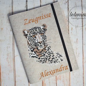 Zeugnismappe Filz Gepard Beige meliert