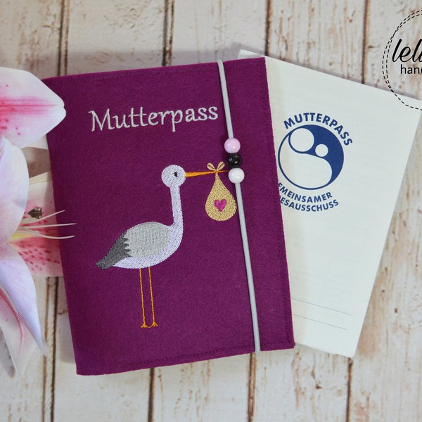 Mutterpass-Hülle Storch Mutterpasshülle Filz Mutterpass Versandfertig