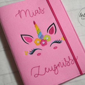 Zeugnismappe Filz Einhorn Rosa Pink