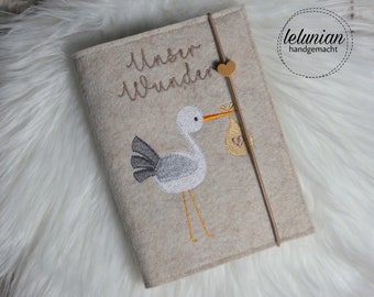 Maternity passport cover felt stork beige Our miracle