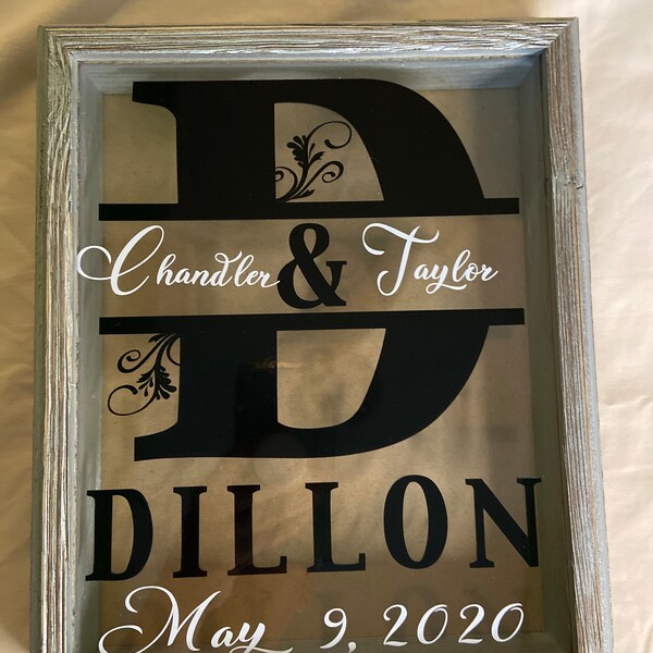 Personalized Wedding Gift for Couple | Personalized Last Name Floating Frame | Custom Name Sign with Wedding Date | Bridal Shower Gift |