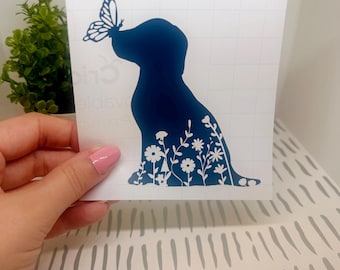 Floral Dog Decal for Car, Laptop, Tumbler Sticker