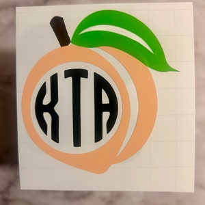 Custom Peach Monogram Decal, Georgia Peach Decal, Georgia Peach Sticker, Fruit Monogram, Monogram Decal, Monogram Sticker, Southern Decal