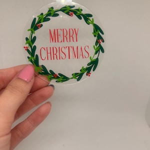Aangepast vrolijk kerstfeest acrylornament, kerstkransornament, kerstornament, kerstcadeaus en tags, aangepaste tag