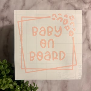 Cheetah Print Baby On Board Decal | Baby On Board Decal for Car | Baby On Board Decal for New Baby | Baby Shower Gifts for Mom |New Mom Gift
