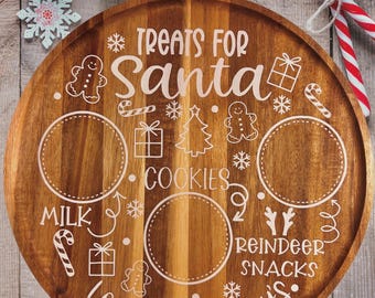 Custom Wooden Santa Cookie Plate for Christmas Eve