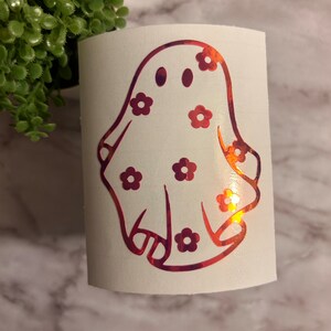 Cute Daisy Ghost Decal | Cute Floral Sheet Ghost Decal | Ghost Decal for Car, Laptop, Water bottle | Fall Stickers Decals | Spooky Season