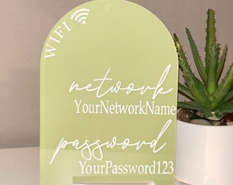 Anpassad WiFi-skylt med nätverksnamn och lösenordsvisning