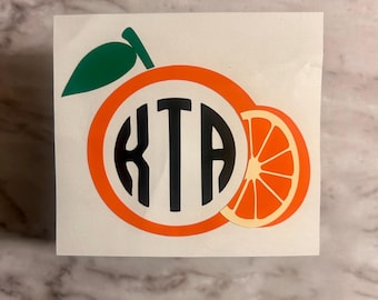 Orange Monogram Decal for Car, Tumbler, Laptop