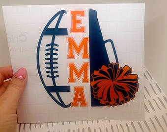 Personalized Football Cheerleader Name Decal