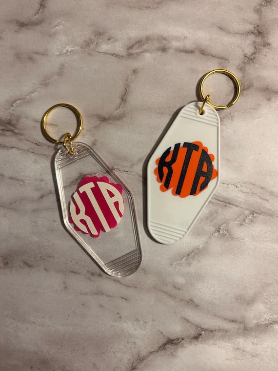 Custom Circular Monogrammed Keychain Acrylic Circle Monogram
