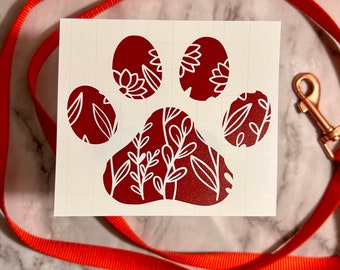 Floral Paw Print Decal for Car, Laptop Pet Decal Sticker