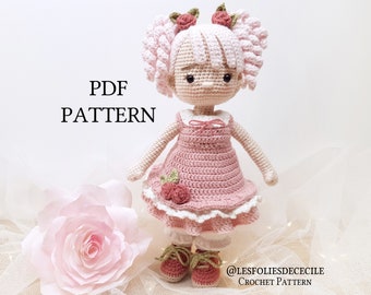 Poupée LILLY-ROSE amigurumi patron  PDF (Fr et Us) poupée crochet , patron de poupée au crochet, tutoriel de poupée amigurumi au crochet