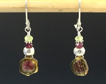 Watermelon tourmaline earrings